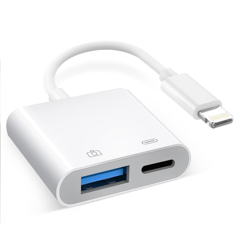 Lightning to USB 3.0 Adapter, MFi Certified OTG with Charging Port