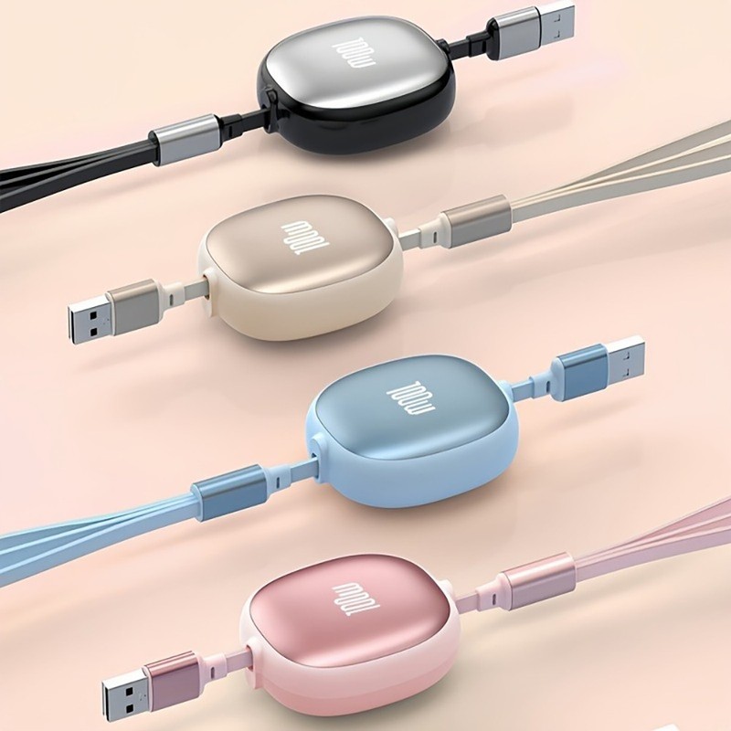 100W High-Speed Durable 3-in-1 Retractable USB Charging Cable 100W Fast Charging gallery