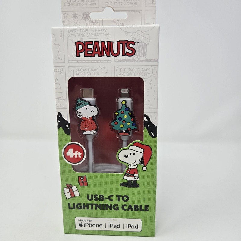 Peanuts MFi-Certified Lightning Cable • Snoopy & Tree • USB-C 4ft Orbit #FCBL4F