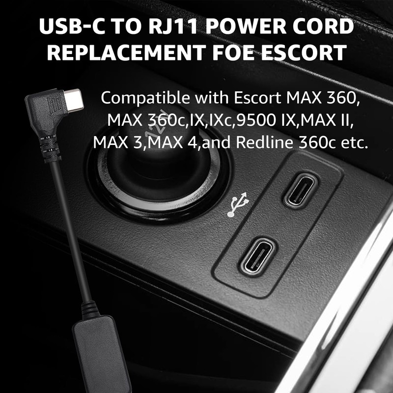 USB C to RJ11 for Escort Radar Detector Power Cord – Compatible with Escort M... gallery
