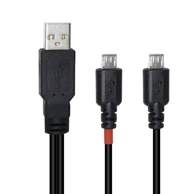 12 Inch Micro USB Splitter Cable USB 2.0 Type A Male to Dual Micro USB Male Y... gallery