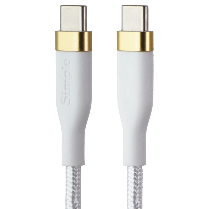 S. Simple (6-Ft) USB-C to USB-C Tough-Knit Braided Cable – White/Gold