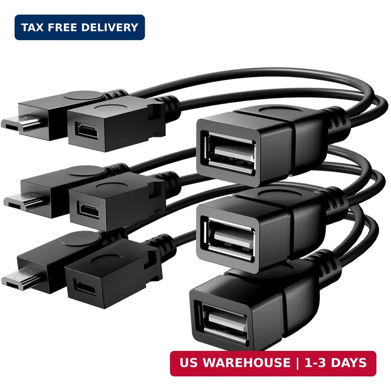 3-Pack Micro USB OTG Cable w/ Power for Fire TV Stick Android Host Adapter