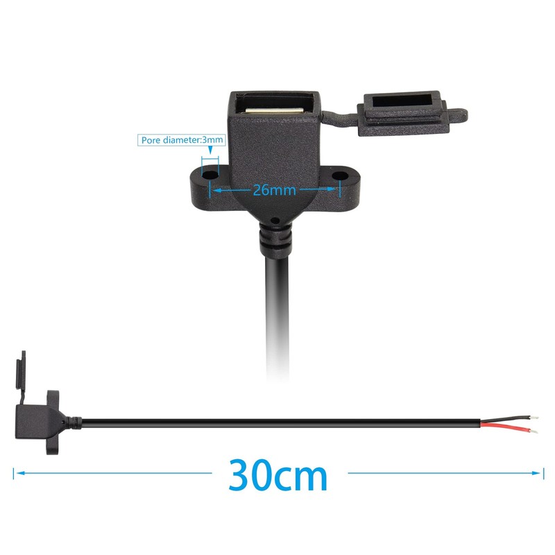 USB Female Plug Pigtail Cable 2 PCS 2-Pin 22AWG Bare Wire with Dust Cap gallery
