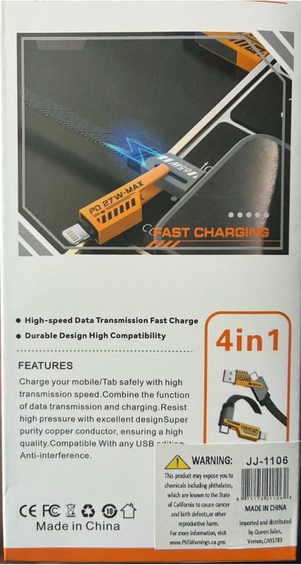 4-in-1 Flat Nylon Fast Charge Cable USB-A/USB-C to USB-C gallery