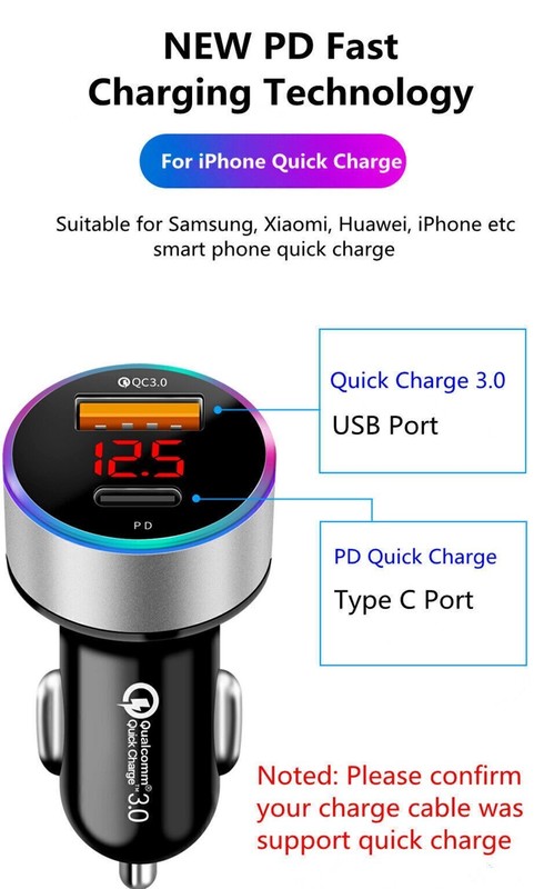 PD 36W Type-C Car Charger Fast Charge Adapter For iPhone 13 12 Pro Max Samsung gallery