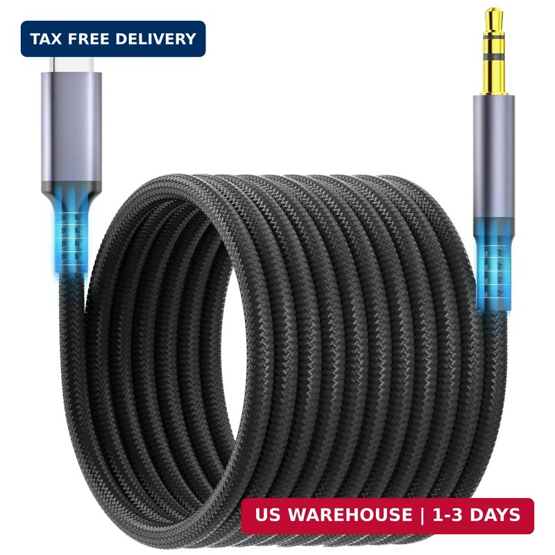JHAOUS Aux to USB C, USB C to 3.5mm Audio Jack Cable 4.3 ft, Type C to Headphone