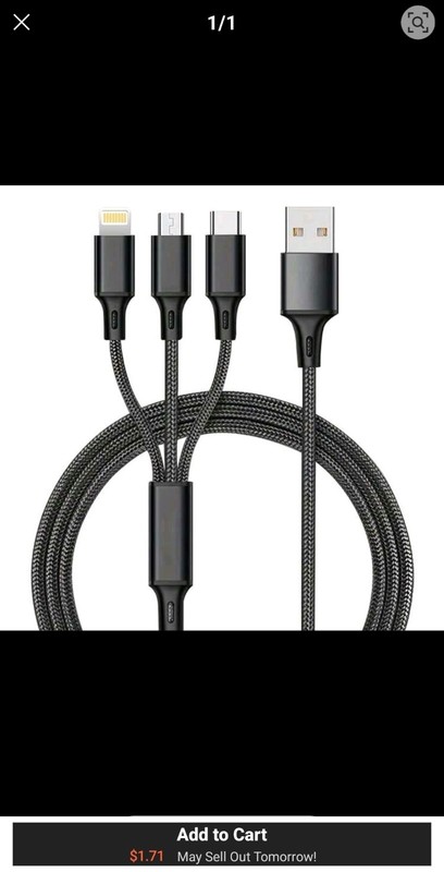 Fast 3 in 1 Multi USB Braided Charging Cable For IPhone/Type C/Micro USB