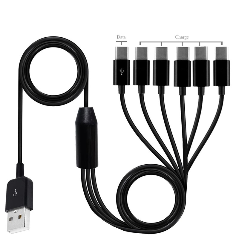 USB A 2.0 To 6 USB Type C 3.1 Splitter Data Charging Charger Cable Wire Cord
