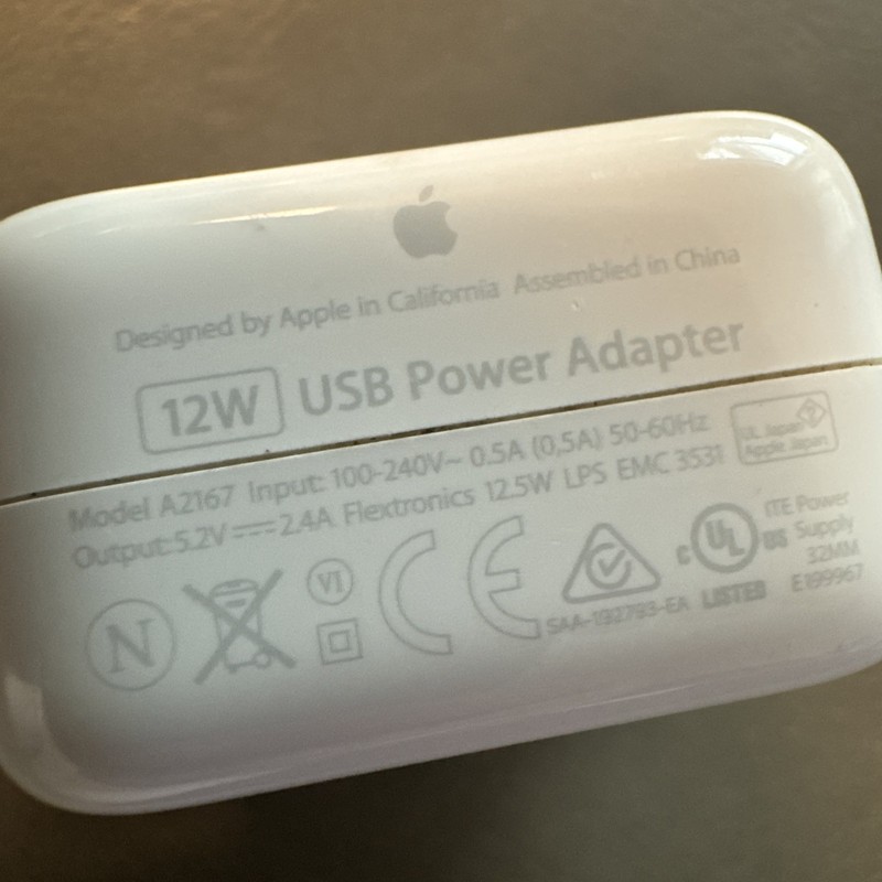 12W USB Power Adapter A2167 Block Apple Authentic gallery