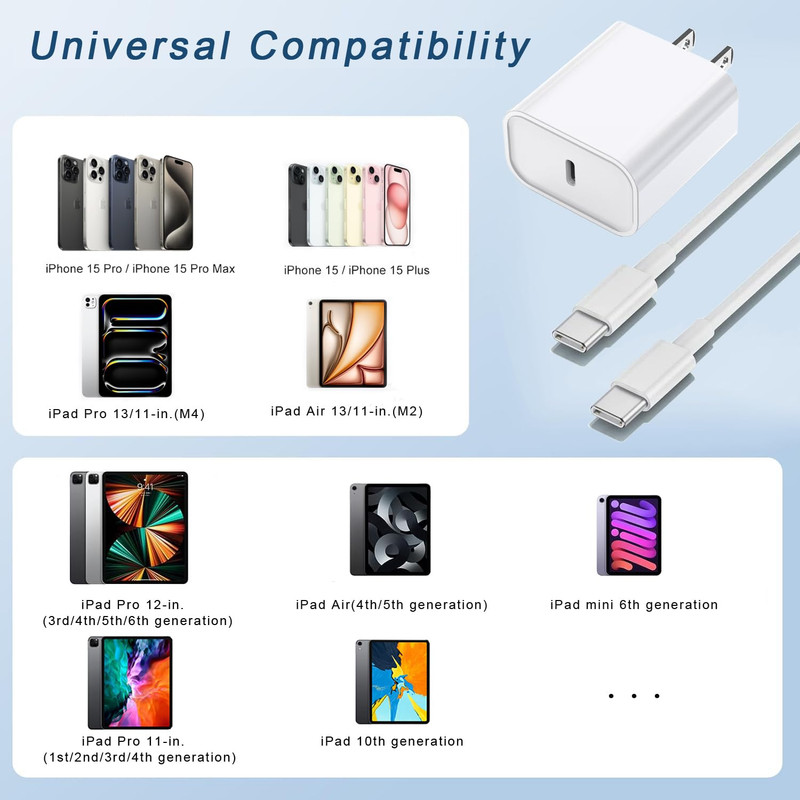 10FT Fast Charging Cord for Iphone 17 16E 15,3Pack Extra Long 10Foot USB C to Ty gallery