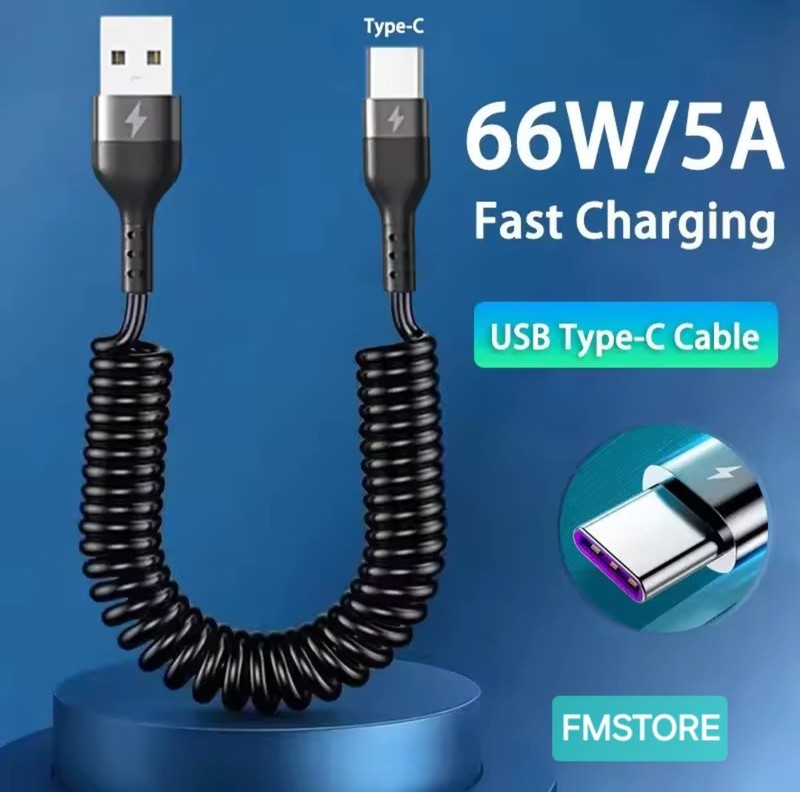 USB-C 66W 5A Smartphone USB Type-C Spring Fast Charging Cable – C Cable #5
