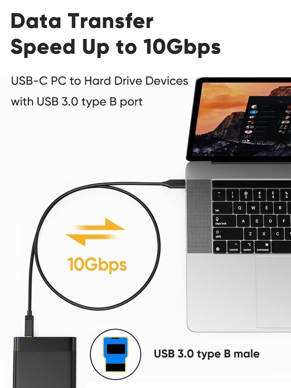 USB 3.1 Type C to B Cable, 4FT for Fast Data Transfer, Ideal for Various Devices gallery