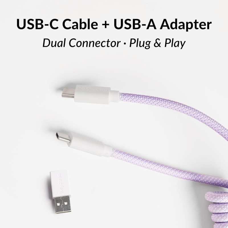 8KHz Coiled USB C Cable for Mechanical Keyboards GX12 5-Pin Aviator Connector gallery