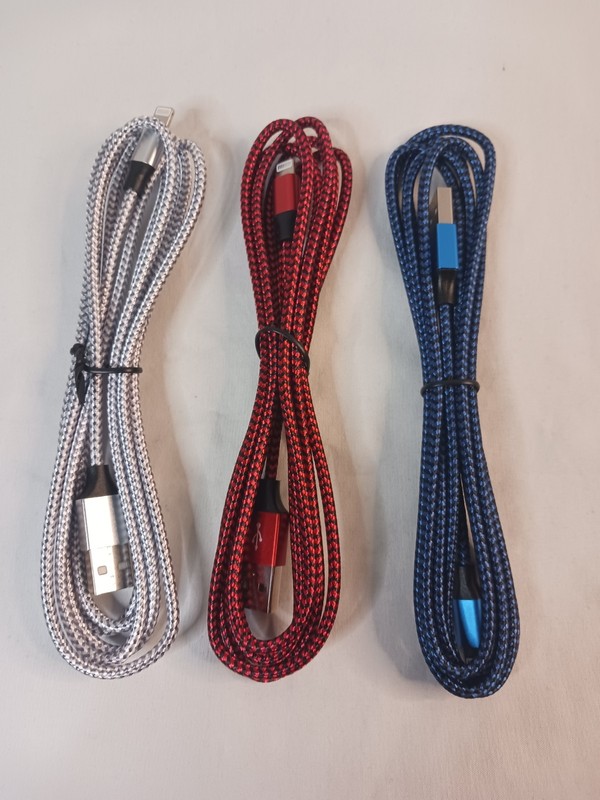Apple MFi Certified iPhone Lightning Cable 6ft 3Pk Fast Charging Nylon Braided