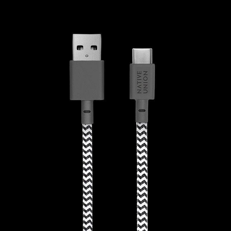 Native Union XL- 10′ USB”A’ to USB ‘C’ Charging Cable (Ultra Strength) – Zebra