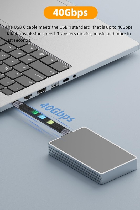 Short USB C to C Cable 5.3in 240W Fast Charge 40Gbps Data 8K Video USB4 Cord gallery