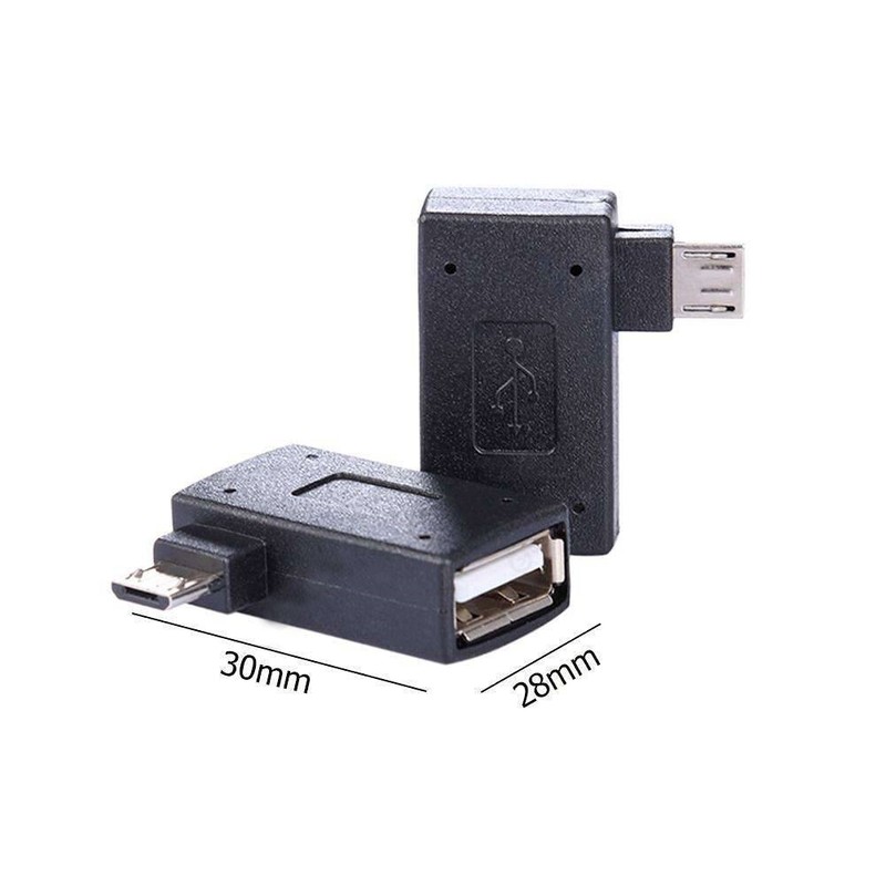 Micro USB Left Right 90° Angle to Type-A Female OTG w/ Power Adapter Converter gallery