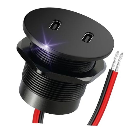 50W 12V USB Outlet Dual 25W USB-C Charger PD 3.0 Aluminum Fast Charging 1Pcs gallery