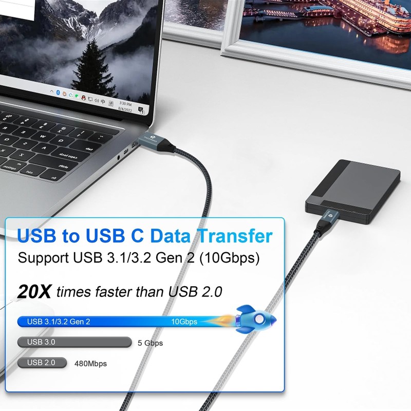 USB A to USB Cable 1.6FT, USB 3.1 USB 3.2 Gen2 10Gbps Data Transfer Cable Cor... gallery
