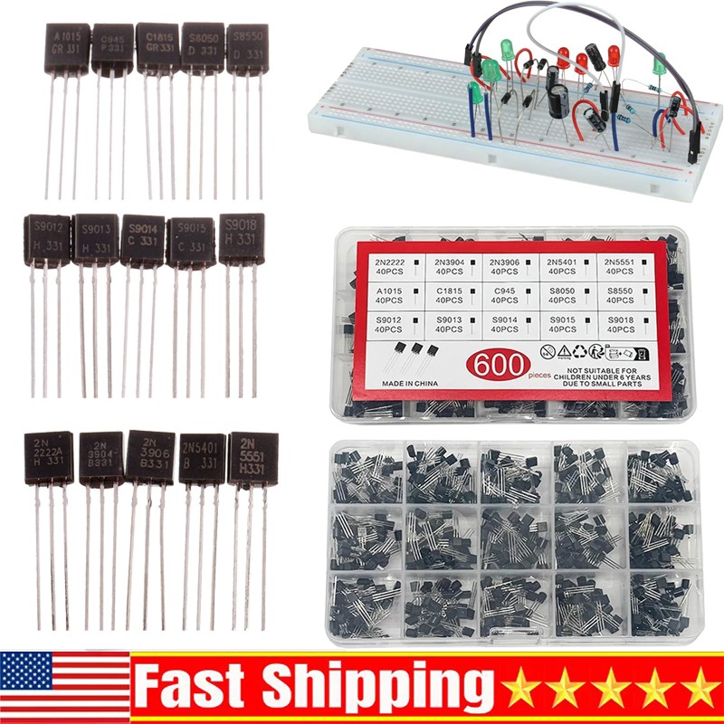 TO-92 Assortment NPN PNP DIY kit 15 value 600pcs Transistor gallery