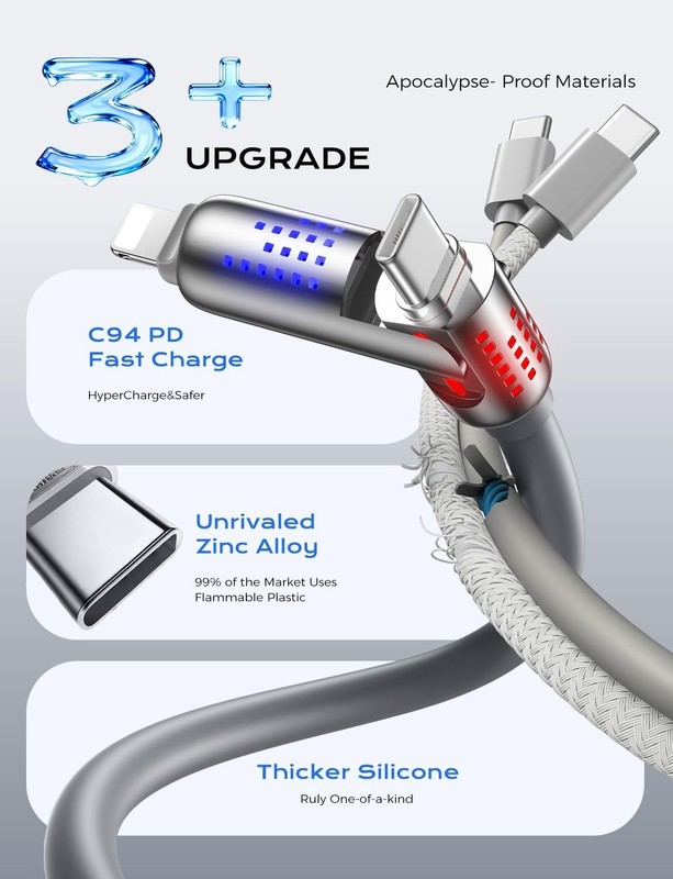 240W , 6.6FT USB C to Lightning Cable [MFi Certified], Chubby USB A/C to C/Li... gallery