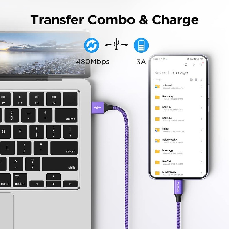etguuds USB to USB C Cable 2ft, 2-Pack USB A to Type C Charger Cord Fast Char... gallery