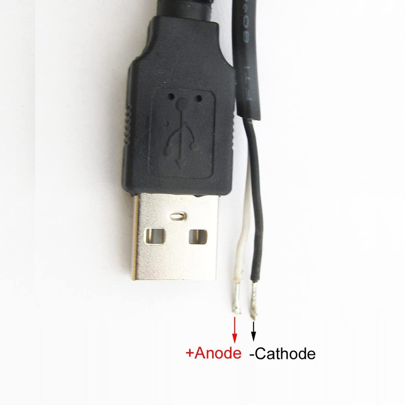 4 Pack 12 Inch 30cm USB Male Pigtail Cable, 2 Wire, 22AWG, 3A, Black, Power, DIY gallery