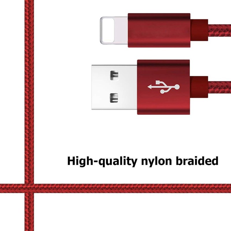 Compatible Phone Cable 2FT 2 Pack Red Nylon Braided Fast Charging USB Cord gallery