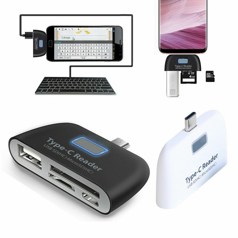 USB C 3.1 Type-C to USB 3.0 OTG HUB Phone Adapter Micro SD Memory Card Reader