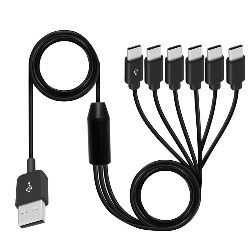 USB A to USB C Splitter Cable, Multi USB C Splitter Cable, 6 in 1 USB 2.0 Typ…