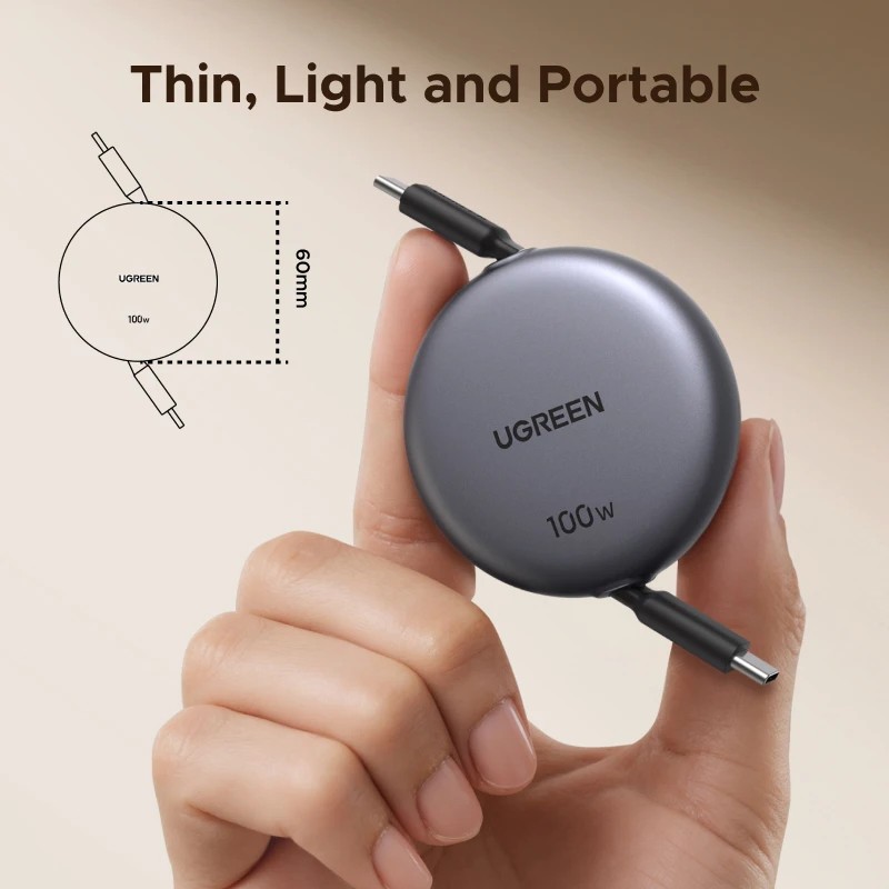 UGREEN Retractable 100W USB-C Fast Charger Cable for MacBook iPhone Samsung gallery
