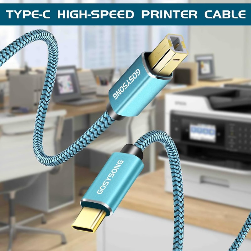 10ft High Speed USB C Printer Cable - Nylon Braided for Durability & Efficiency gallery