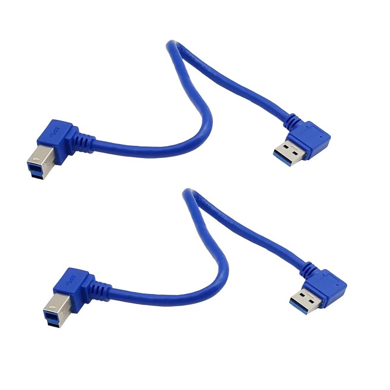 2 Pack Angled USB 3.0 Printer Cable Male Plug 90 Degree 1 FT 30cm