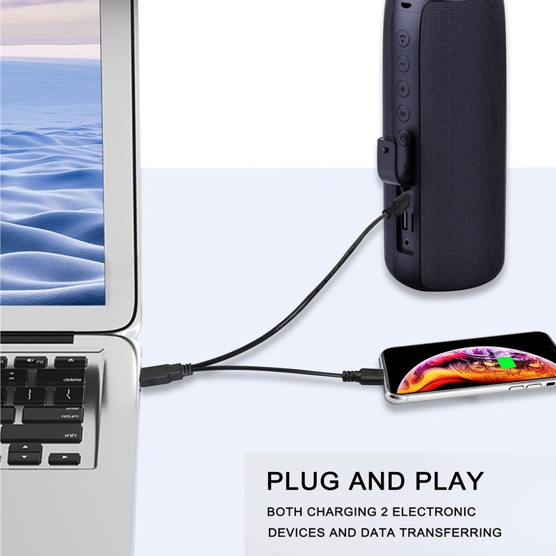 12 Inch Micro USB Splitter Cable USB 2.0 Type A Male to Dual Micro USB Male Y... gallery