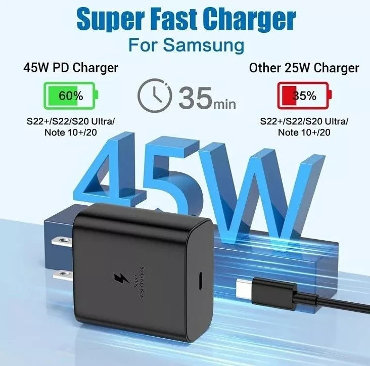 OEM Samsung 45W USB-C Super Fast Charging Wall Charger with Type-C Cable gallery