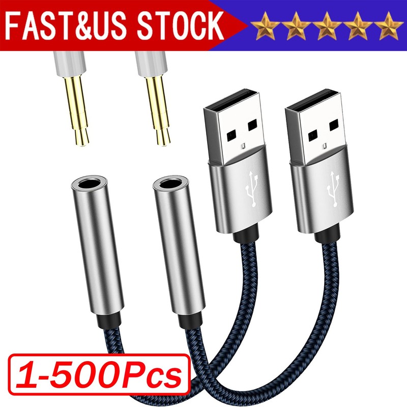 USB Type A To 3.5mm AUX Female Audio Headphone Jack Cable Adapter Lot