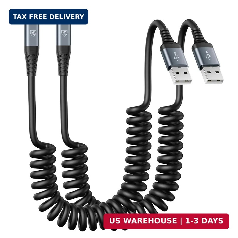 USB Type C Charger Cable Fast Charging, [2-Pack, 3ft] Coiled USB A to Type C Cha