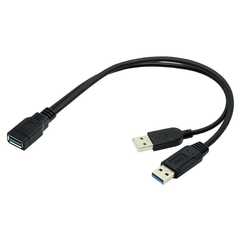 USB 3.0 Splitter Y Cable USB 1 Female to 2 Male Extra Power Data Extension Ca...