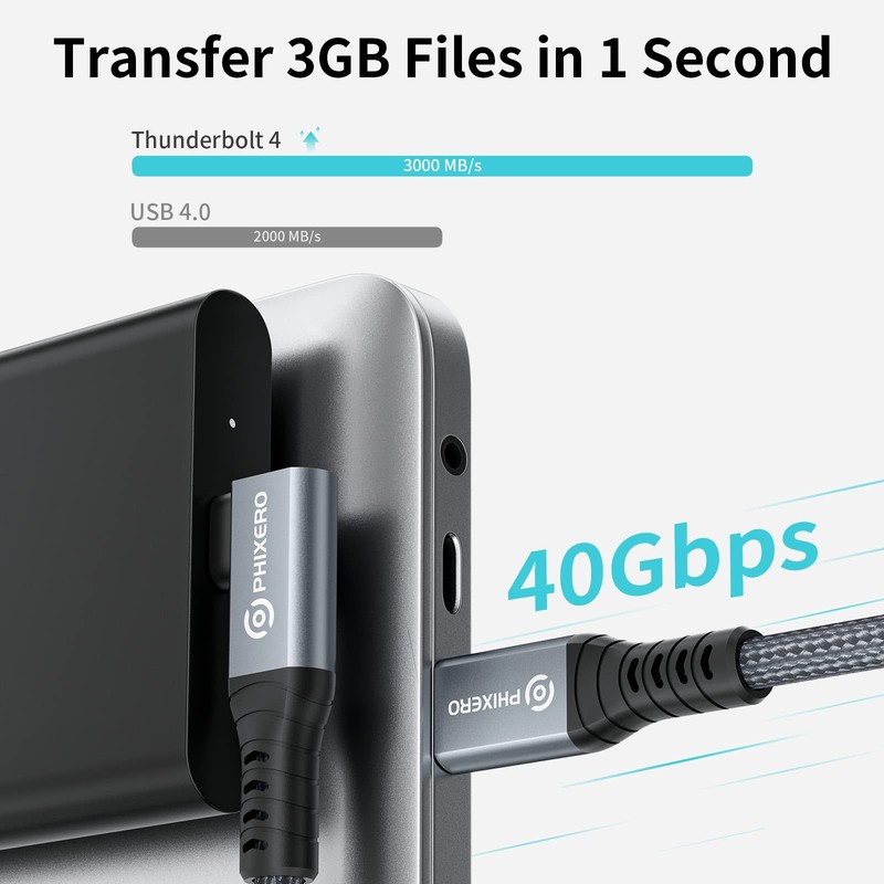 Cable Compatible With Thunderbolt 4 Cable 1ft Right Angle USB4 40Gbps PD100W gallery