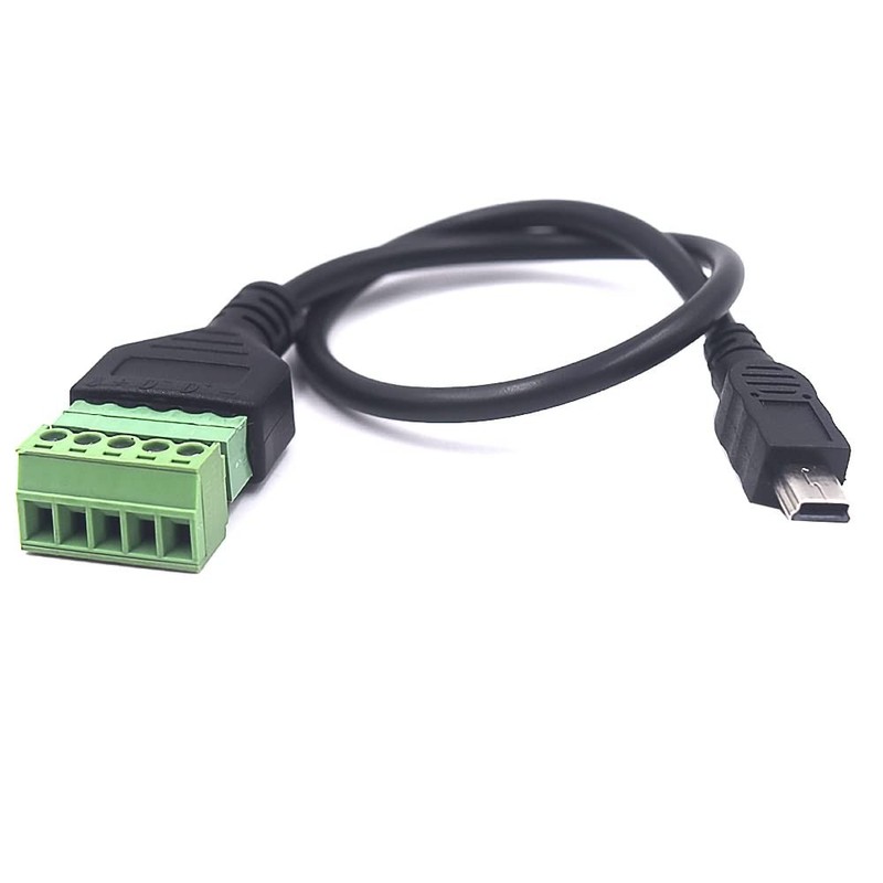 12 Inch Mini USB Male To 5 Pin Screw Terminal Female Adapter Extension Cable