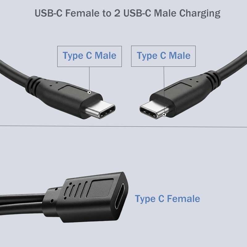 USB C Splitter Charge Cable, 1 Feet 2-in-1 USB Type C Female to 2 USB-C Male ... gallery