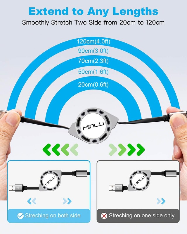 Multi Charging Cable 3A, [2Pack 4ft] Retractable Multi Charging Cord 3 in 1 F... gallery
