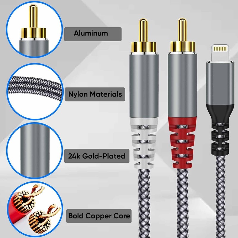 [MFi Certified] Compatible with Lightning to RCA Cable Audio Adapter, 4FT iOS to gallery