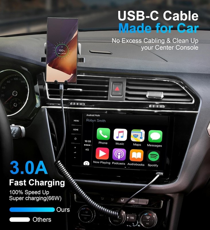 USB Type C Charger Cable Fast Charging, [2-Pack, 3ft] Coiled USB A to Type C Cha gallery