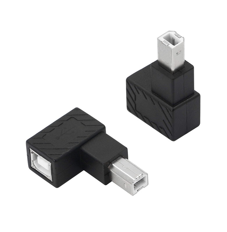 2 PCS USB 2.0 TypeB Male To Female Printer Adapter 90 Degree Right Angle