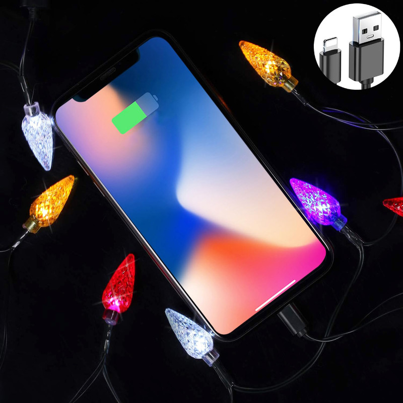 2 Pack Christmas Light Phone Charger Cord Charging Cable USB-A to Light-Ning 55" gallery