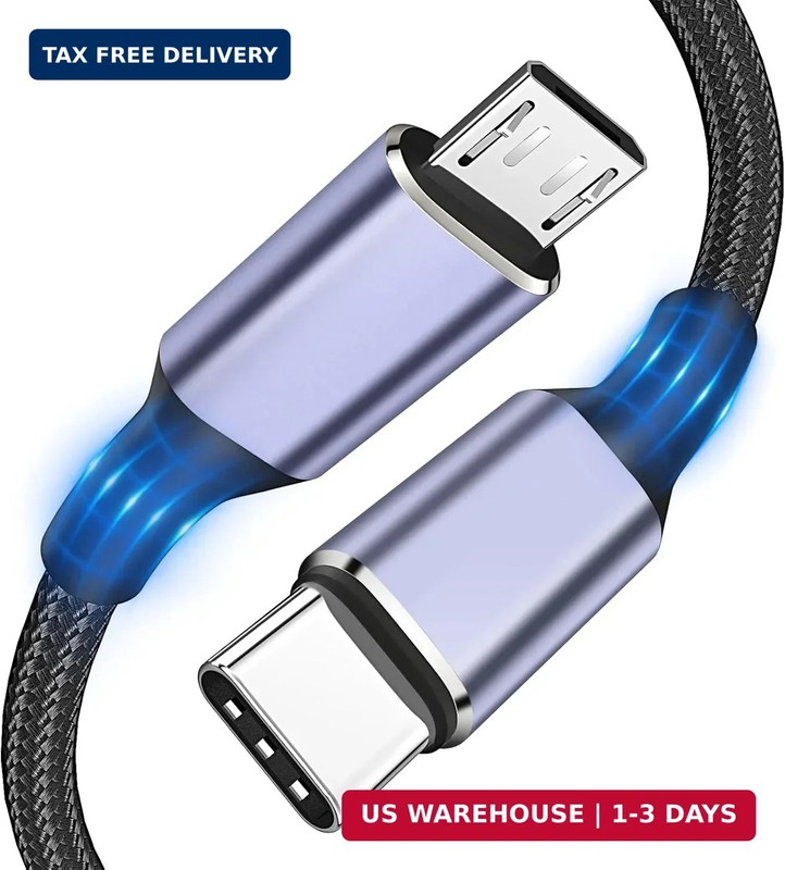 USB C to Micro USB Cable 3FT Micro USB to USB Type C Adapter Cable OTG[Aluminum