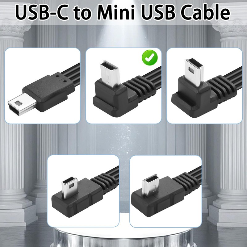 Short Type C to Mini USB Flat Cable Charging Sync Data Cord 90-Degree Mini 5... gallery