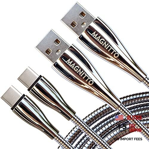 USB Type C Cable, Metal Braided Cord 6ft 2-Pack, Fast Type-C Charger Durable